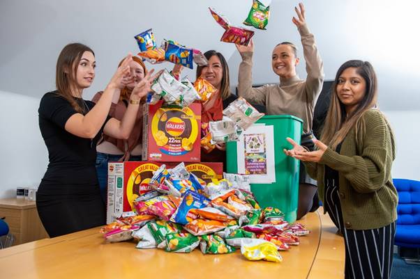 LEICESTERSHIRE DEVELOPER PARTNERS HOMELESSNESS CHARITY IN CRISP PACKET RECYCLING