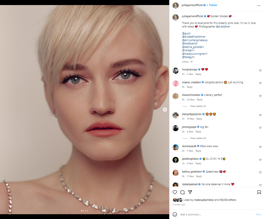 Golden Globe Winner Julia Garner Tags FaceGym on Instagram