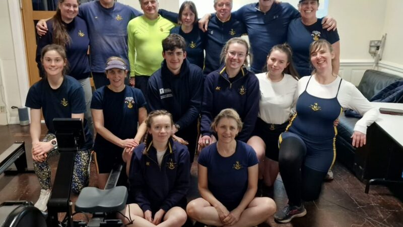 Loughborough Boat Club raises over £500 for Living Without Abuse (LWA) by rowing the Tidal Thames on dry land