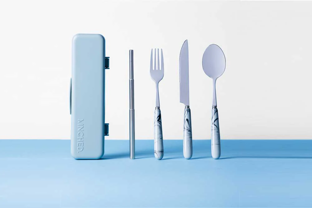 Mnched’s full-sized, stainless travel cutlery set is here to make your life easier and greener