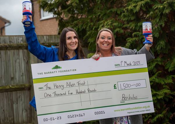 The Henry Allen Trust, a charity which specialises in supporting children, teenagers, young adults and their families who have been affected by childhood cancer, has received a donation of £1,500 from housebuilder David Wilson Homes.