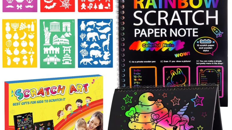 Discover a World of Colorful Creativity with NimNik’s Rainbow Scratch-Art Book!