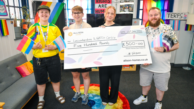 Allison Homes donates £500 to Leicestershire LGBTQ+ Centre for the fourth year in a row