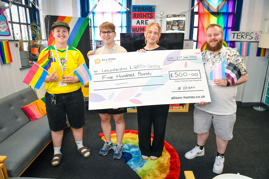 Allison Homes donates £500 to Leicestershire LGBTQ+ Centre for the fourth year in a row